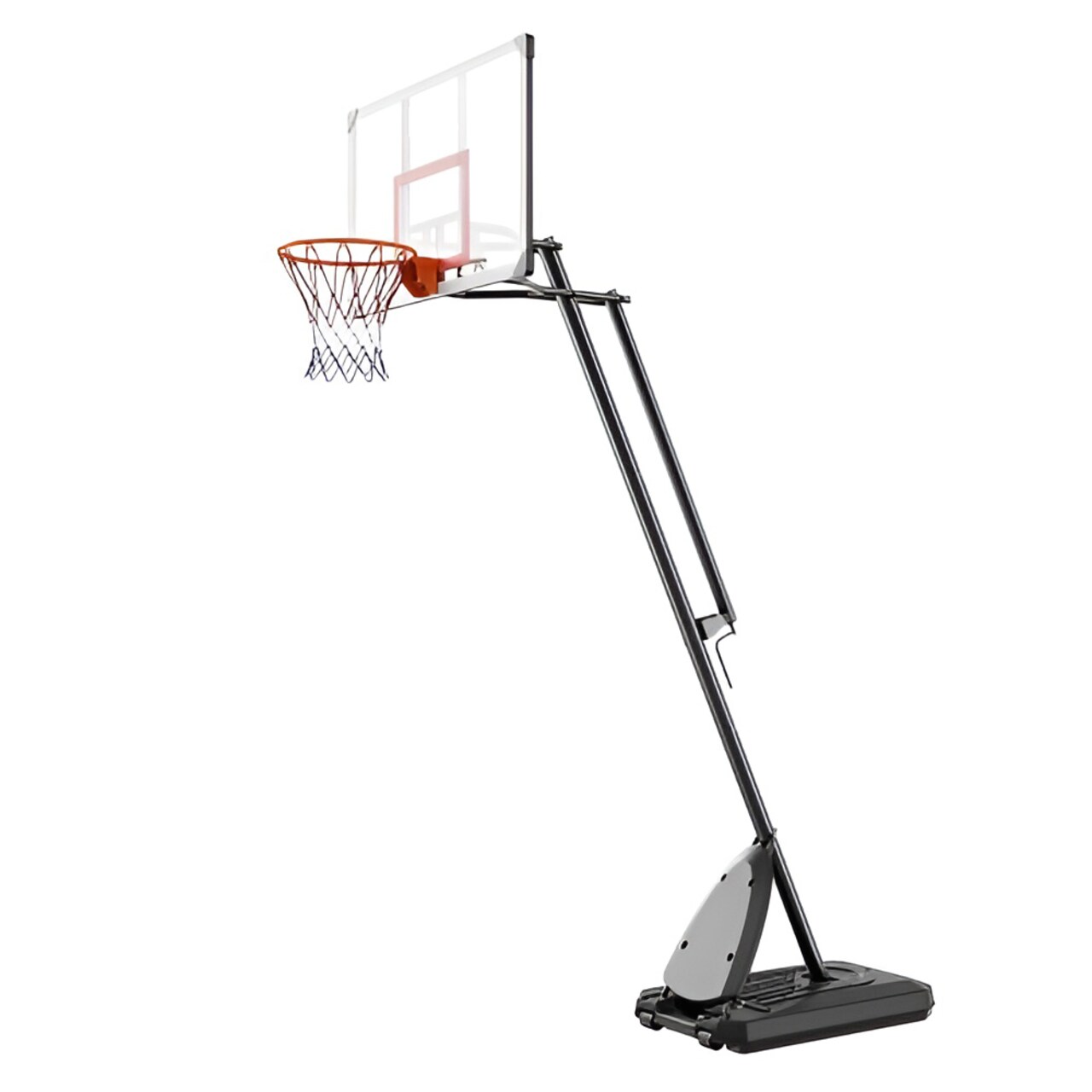 Black 19-Inch Rim Adjustable Outdoor Basketball Hoop with Wheels and Heavy-Duty Steel Base